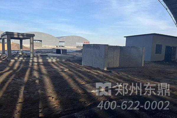 陜西咸陽煤泥烘干機械項目基礎建設施工現場